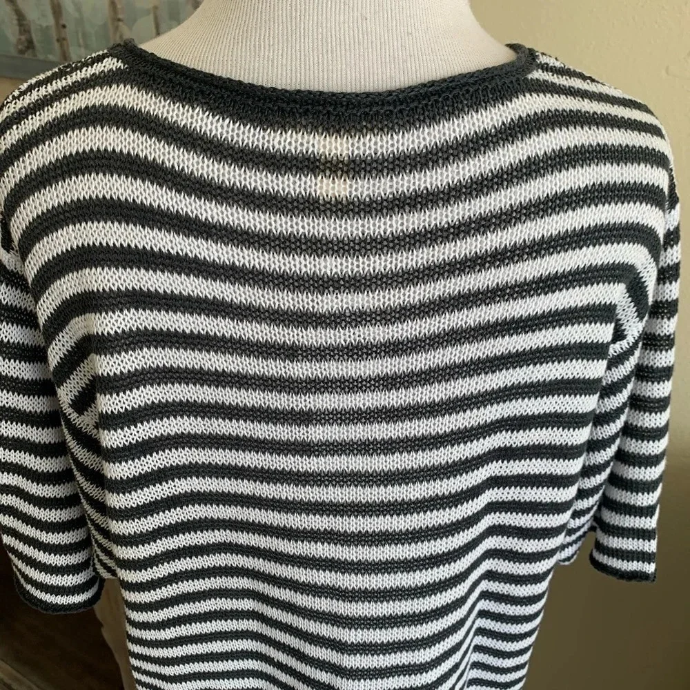 New Eileen Fisher Striped Organic Linen Tunic Graphite White NWT Casual - Picture 8 of 9